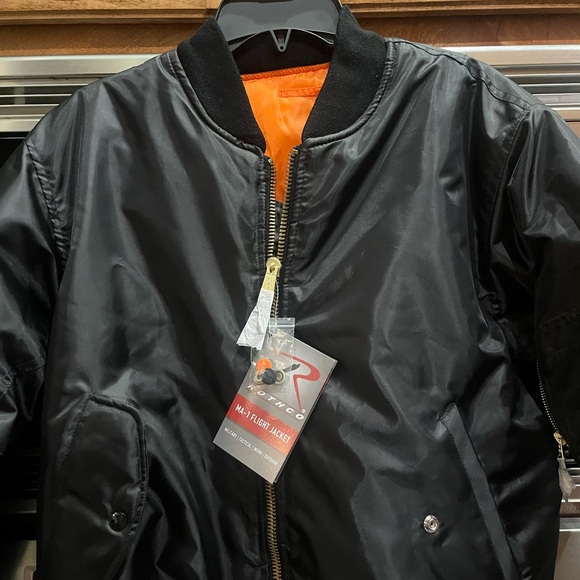 NWT Rothco MA-1 Flight Black Bomber Jacket - Picture 2 of 7